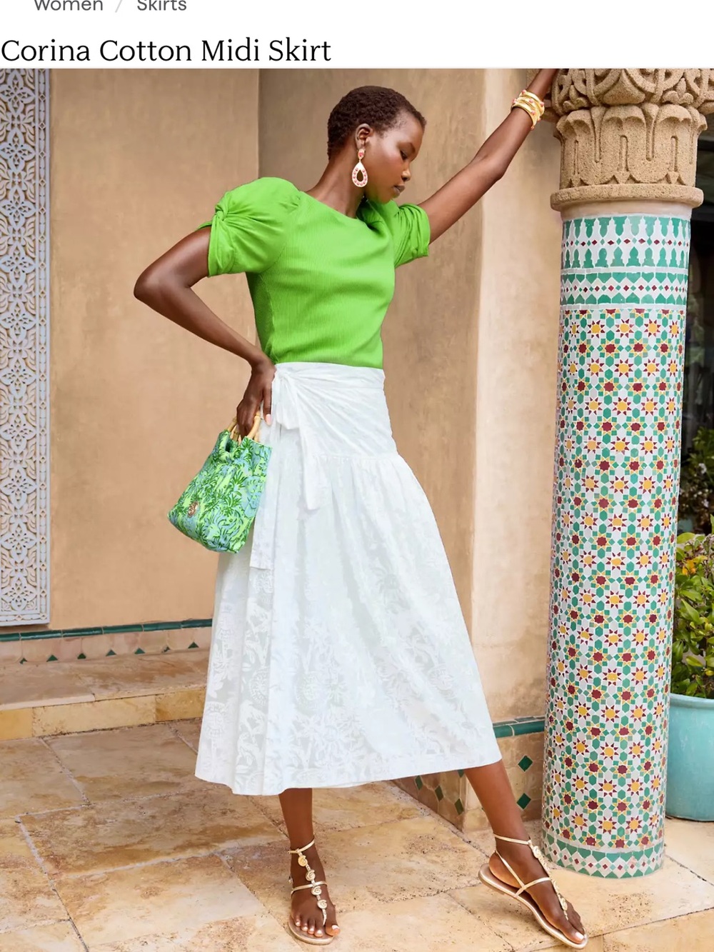 Lilly Pulitzer White Corina Cotton Midi Skirt